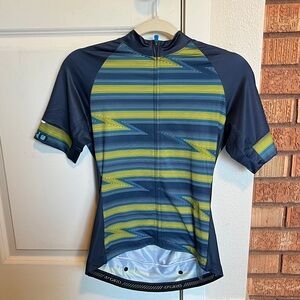 Giro Blue and Yellow Striped Cycling Jersey